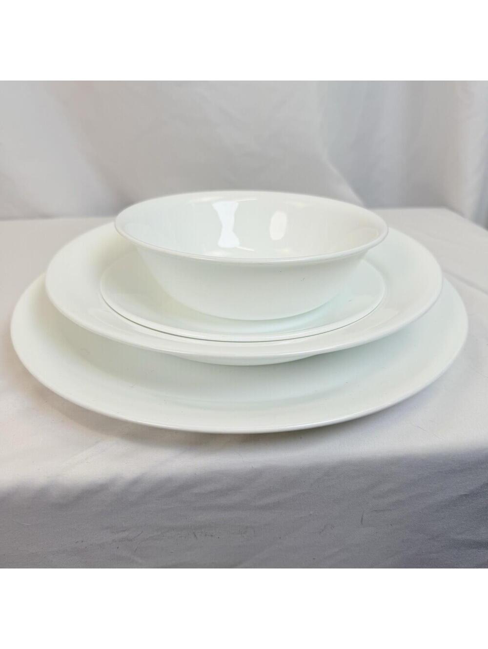 4 Piece Corelle  Winter FrostDinner & Lunch Plate Soup & Cereal Bowl 7 Sets Aval
